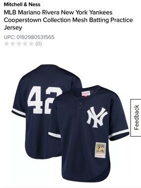 Mitchell & Ness Navy New York Yankees #42 Kids Mesh Batting Practice Jersey